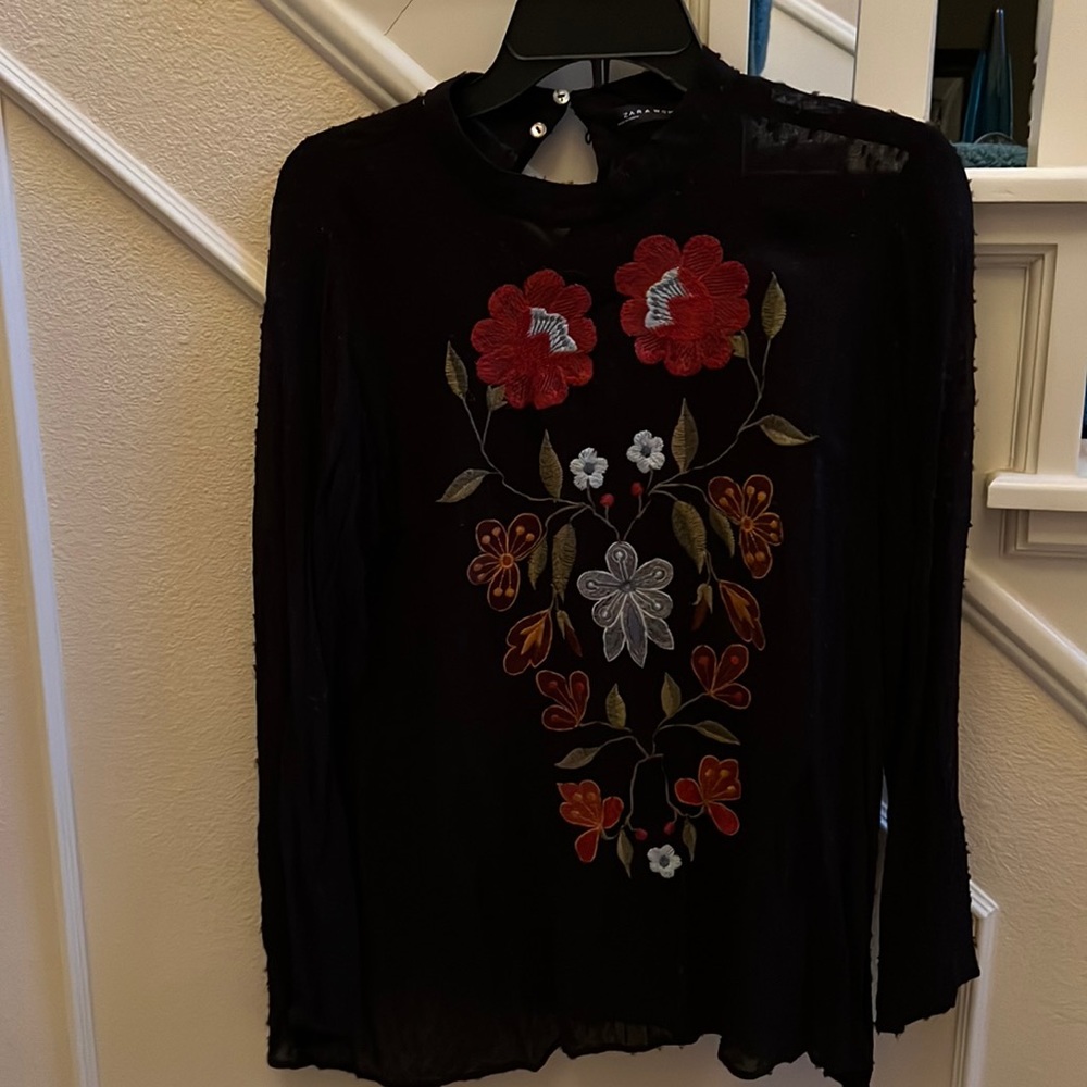 Zara sheer blouse XL